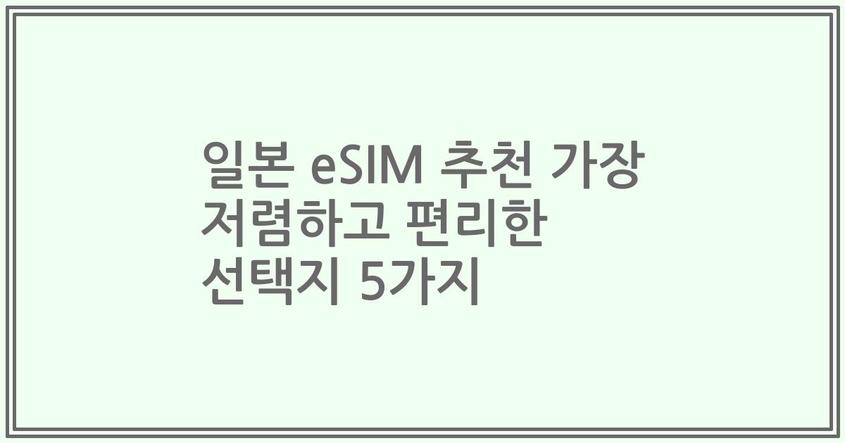 일본 eSIM 추천 가장 저렴하고 편리한 선택지 5가지