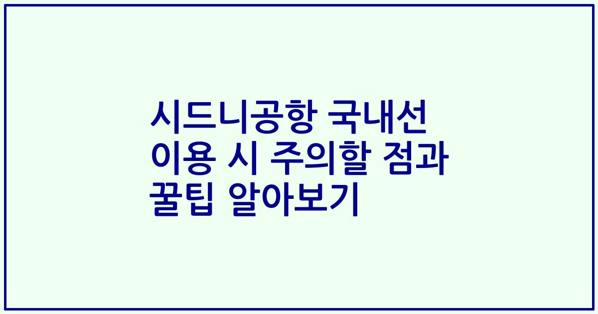 시드니공항 국내선 이용 시 주의할 점과 꿀팁 알아보기