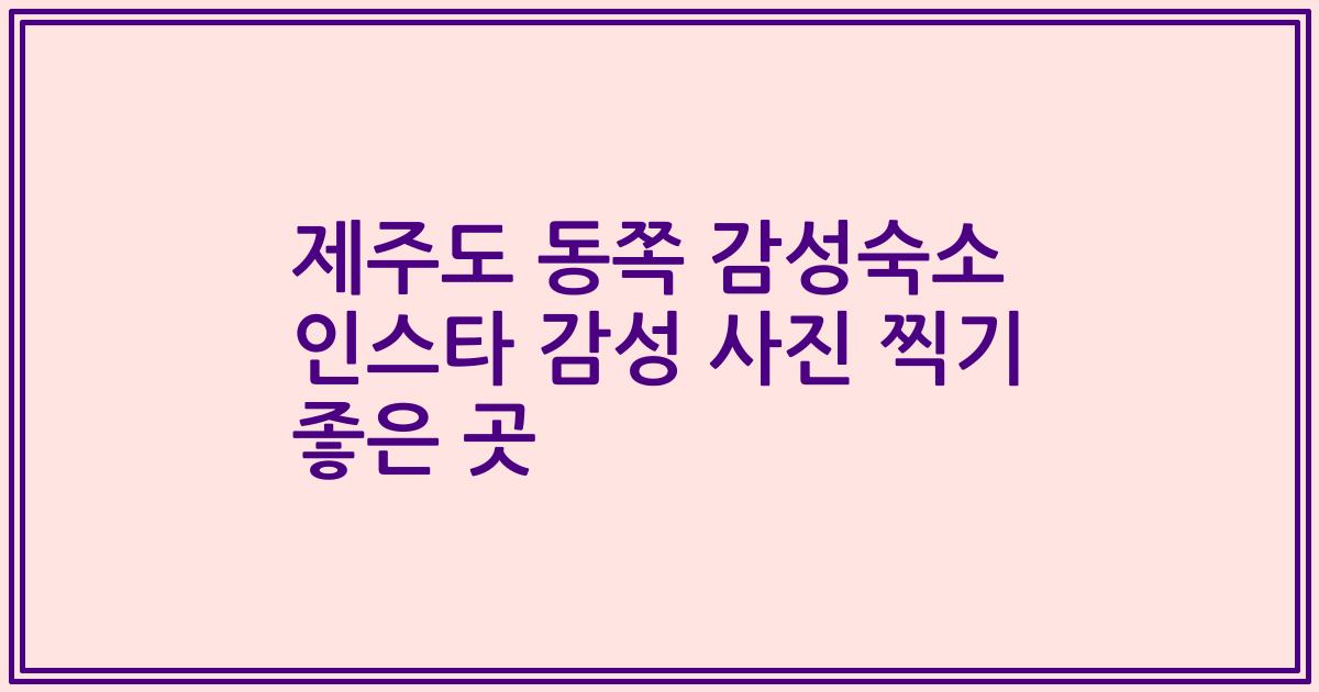 제주도 동쪽 감성숙소 인스타 감성 사진 찍기 좋은 곳
