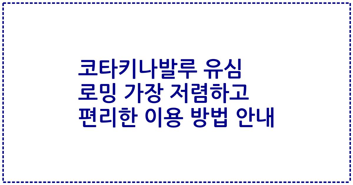 코타키나발루 유심 로밍 가장 저렴하고 편리한 이용 방법 안내